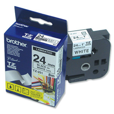 Brother TZ-251 Laminated Tape Black on White