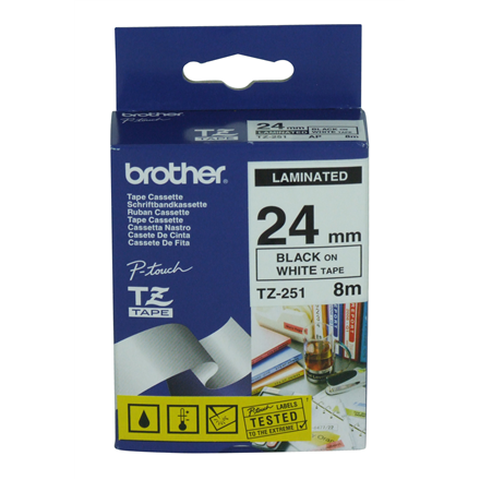 Brother TZ-251 Laminated Tape Black on White