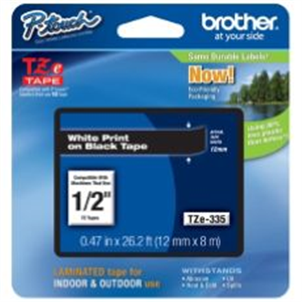 Brother TZe-335 Laminated Tape White on Black