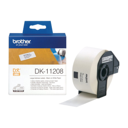 Brother | DK-11208 Large Address Labels | White | DK | 38mm x 90mm