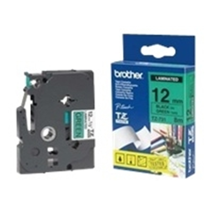 Brother TZe-731 Laminated Tape Black on Green