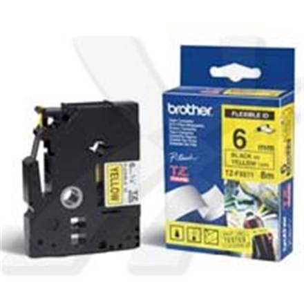 Brother TZe-FX611 Flexible ID Laminated Tape Black on Yellow