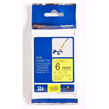 Brother TZe-FX611 Flexible ID Laminated Tape Black on Yellow