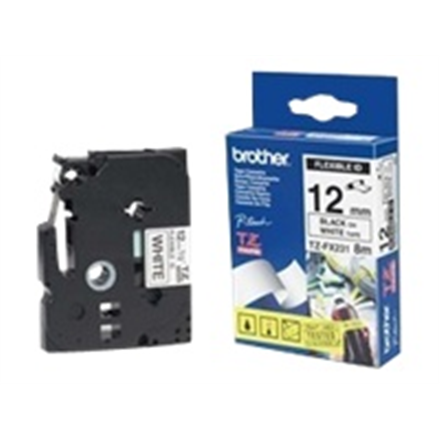 Brother TZe-FX231 Flexible ID Laminated Tape Black on White