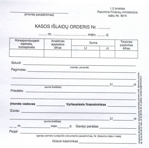 Kasos išlaidų orderiai, A6 (100)  0720-034