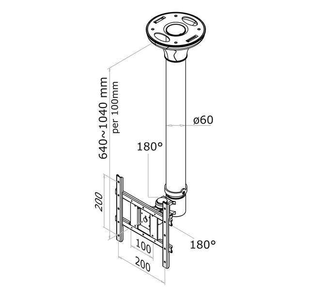 TV SET ACC CEILING MOUNT SILV./10-40" FPMA-C200 NEOMOUNTS