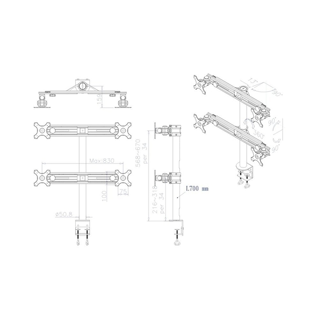 TV SET ACC DESK MOUNT BLACK/19-27" FPMA-D700D4 NEOMOUNTS
