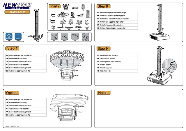 PROJECTOR ACC CEILING MOUNT/8-98CM BEAMER-C200 NEOMOUNTS