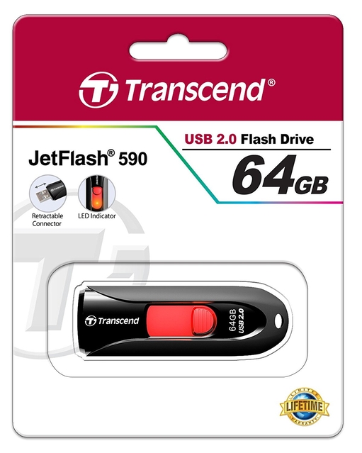 MEMORY DRIVE FLASH USB2 64GB/590 TS64GJF590K TRANSCEND