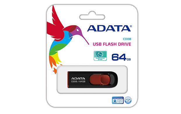 MEMORY DRIVE FLASH USB2 64GB/BLACK/RED AC008-64G-RKD ADATA