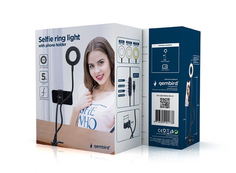 MOBILE ACC SELFIE RING&HOLDER/LED-RING4-PH-01 GEMBIRD