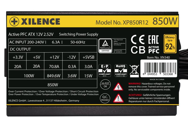 XILENCE 850 Watts Efficiency 80 PLUS GOLD PFC Active