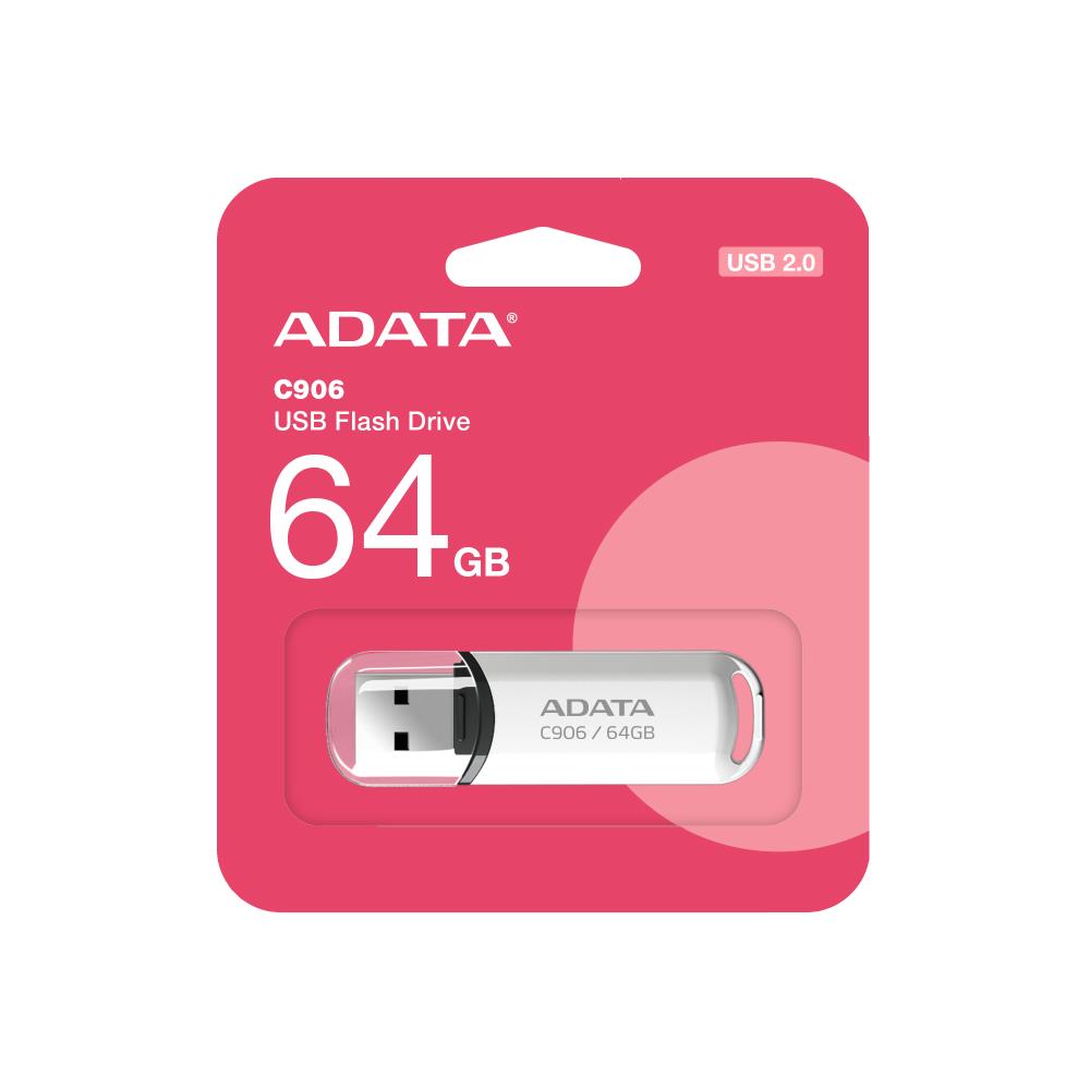 MEMORY DRIVE FLASH USB2 64GB/WHITE AC906-64G-RWH A-DATA