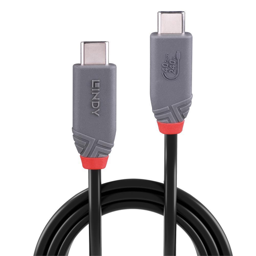 CABLE USB4 240W TYPE C 0.8M/40GBPS ANTHRA LINE 36956 LINDY