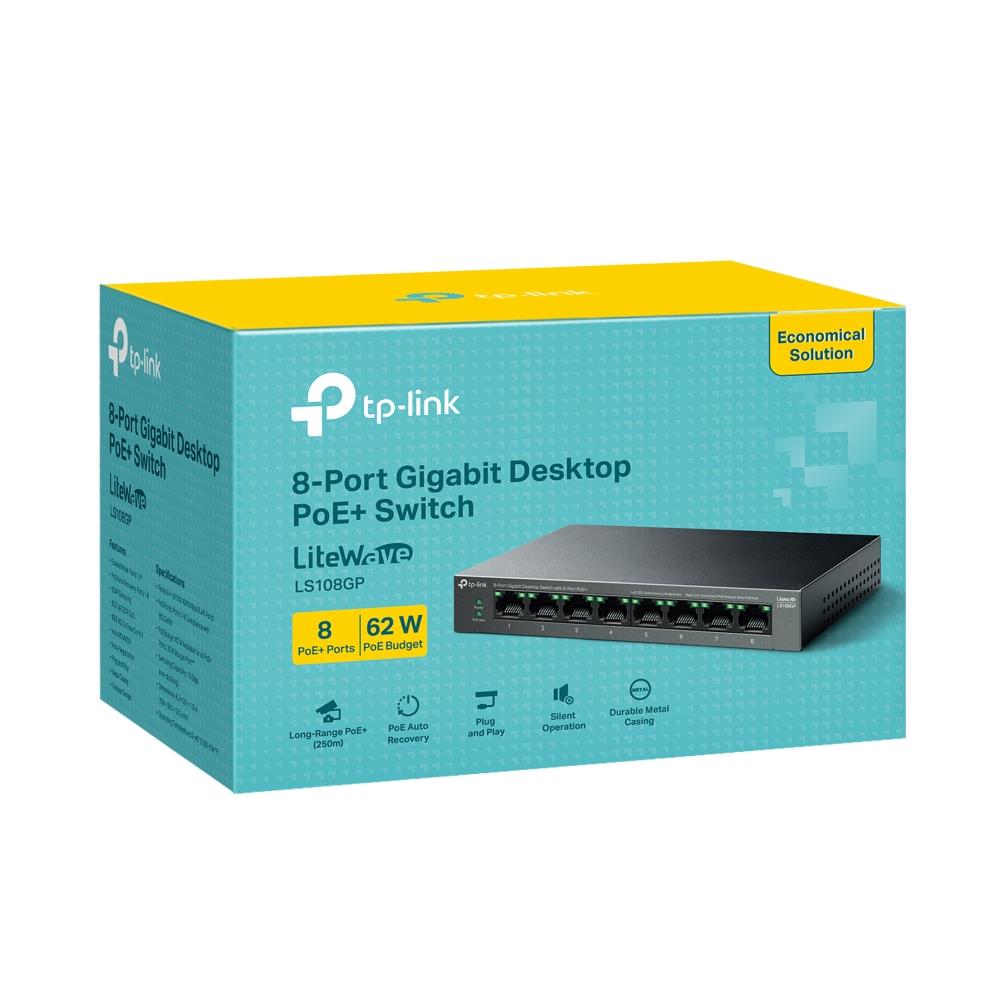 TP-LINK LS108GP Desktop/pedestal 8x10Base-T / 100Base-TX / 1000Base-T