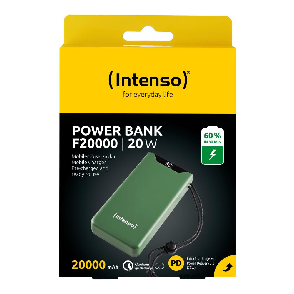 POWER BANK USB 20000MAH QC3.0/GREEN F20000 7332057 INTENSO