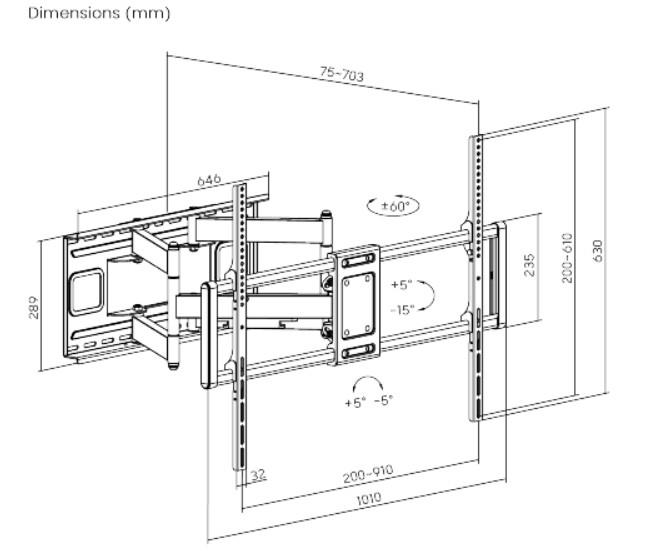 TV SET ACC WALL MOUNT 60-120"/WM-120ST-01 GEMBIRD