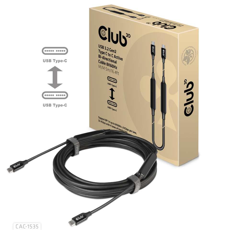 CABLE USB-C TO USB-C 5M/M/M CAC-1535 CLUB3D