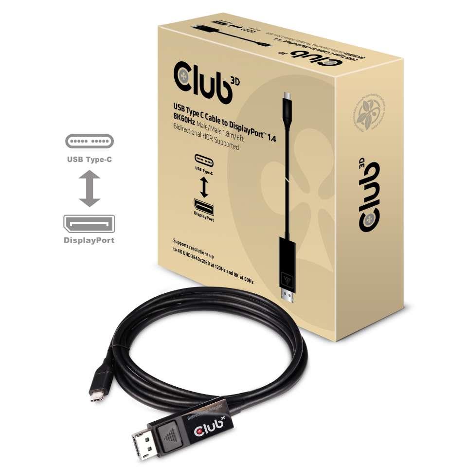 CABLE USB-C TO DP 1.8M/M/M CAC-1557 CLUB3D