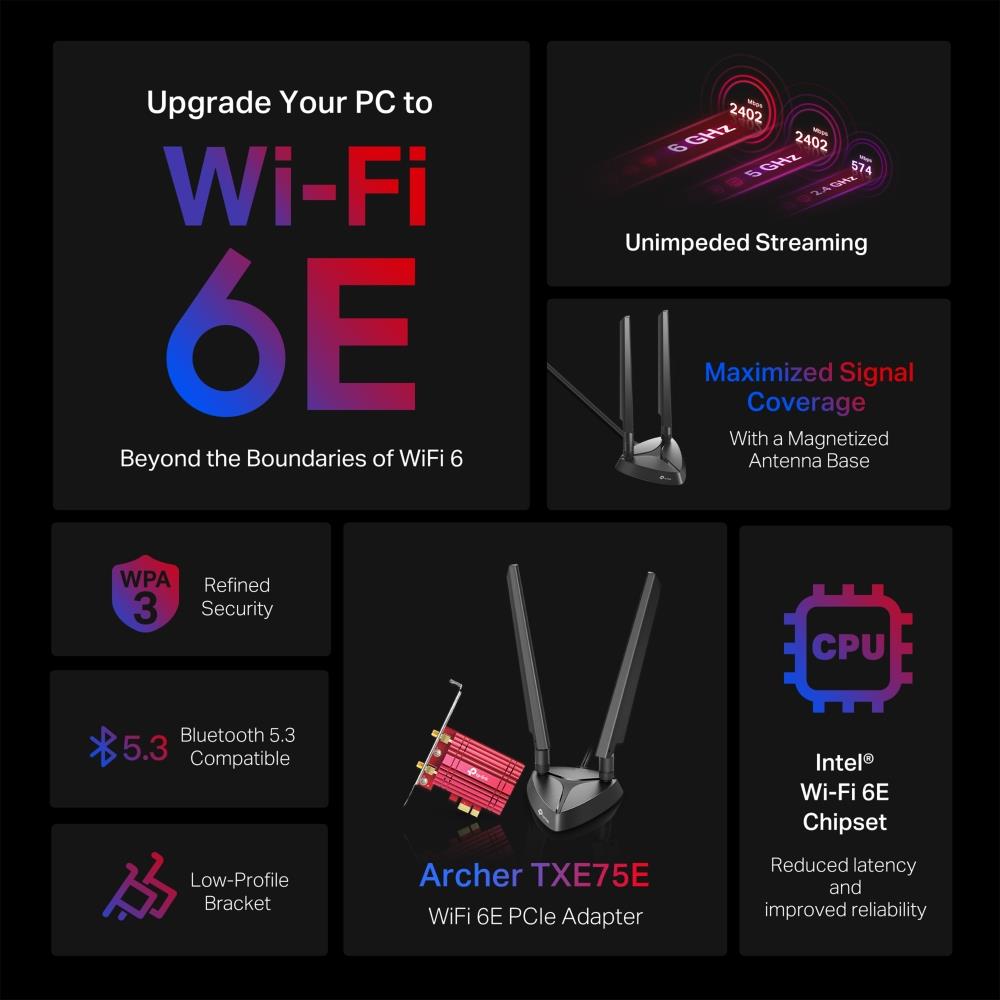 WRL ADAPTER 5400MBPS WI-FI 6E/ARCHER TXE75E TP-LINK