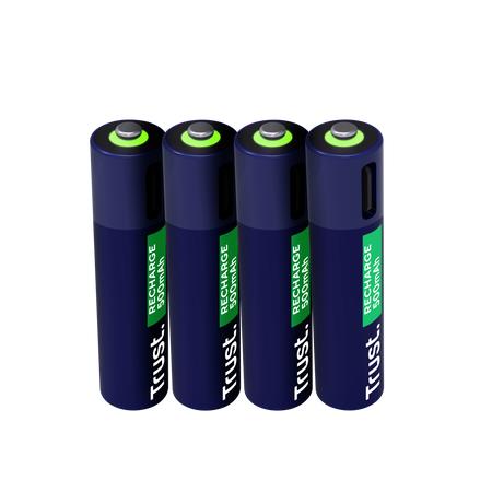 BATTERY RECH. LI-ION AAA/500MAH USB-C 4PACK 25671 TRUST