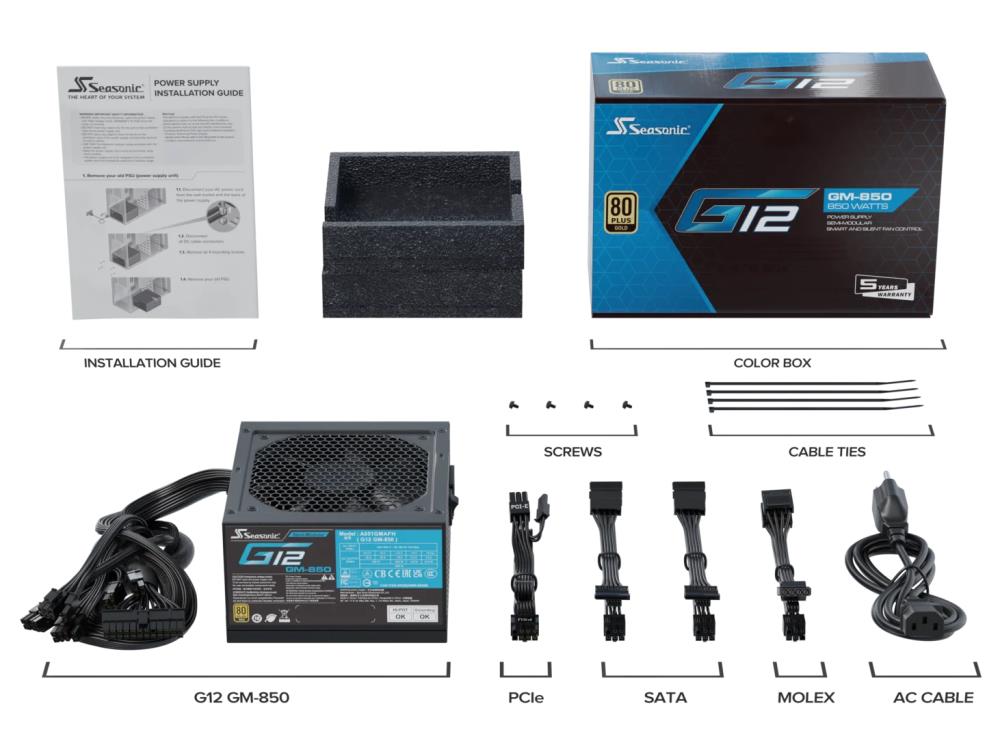 SEASONIC G12 GM 850 Watts Efficiency 80 PLUS GOLD