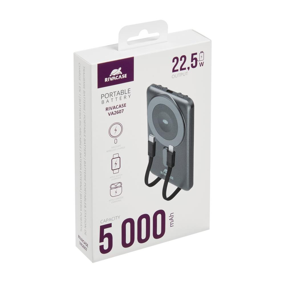 POWER BANK WRL 5000MAH/MAGSAFE+IWATCH VA2607 RIVACASE