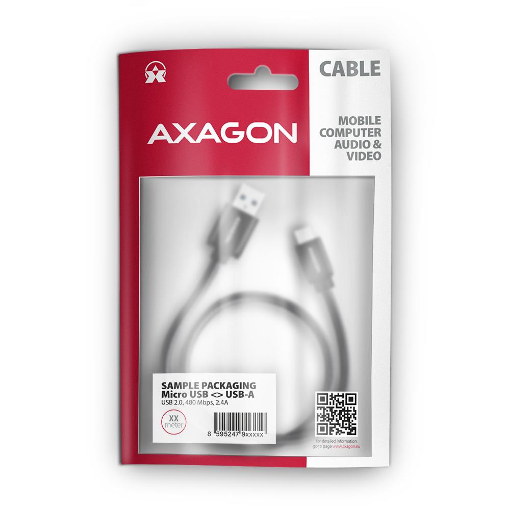 CABLE USB2.0 TO MICRO-USB 1M/HQ BLK BUMM-AM10AB AXAGON