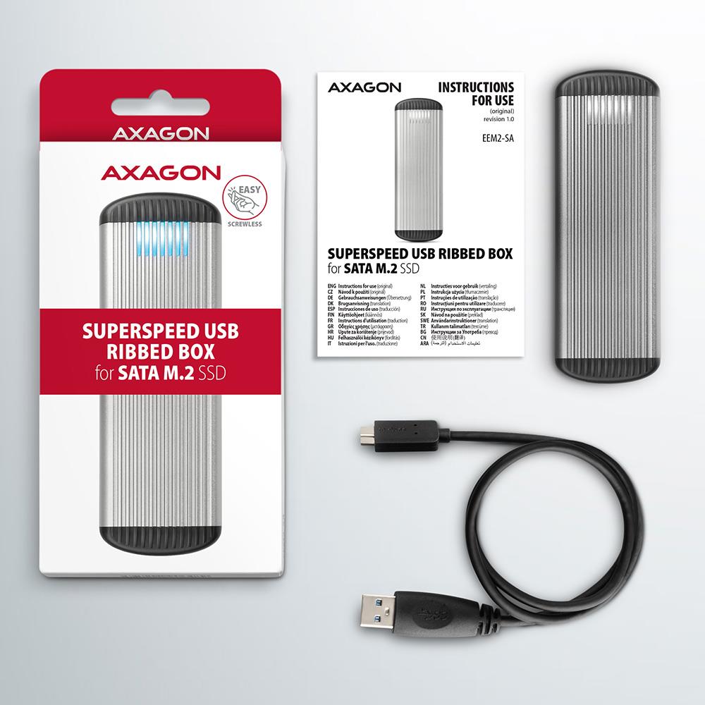 SSD ACC ENCLOSURE M.2 SATA/USB MICRO-B EEM2-SA AXAGON