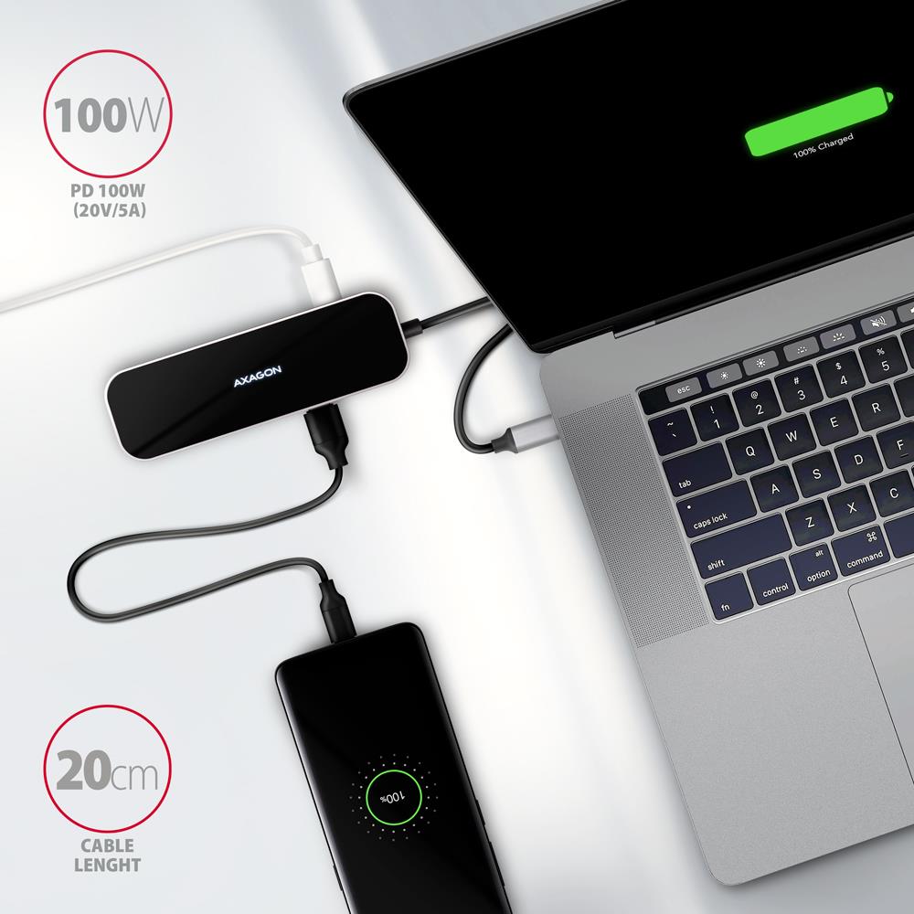 I/O HUB USB-C 6IN1/0.2M HMC-6GL AXAGON