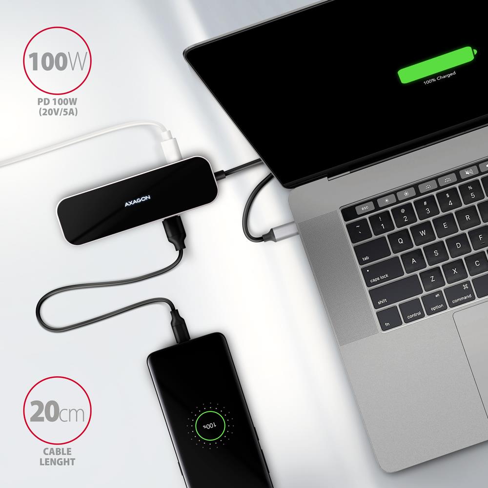 I/O HUB USB-C 6IN1/0.2M HMC-6H4A AXAGON
