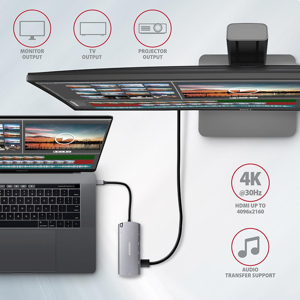 I/O HUB USB-C 6IN1 SATA M.2/0.18M HMC-6M2 AXAGON