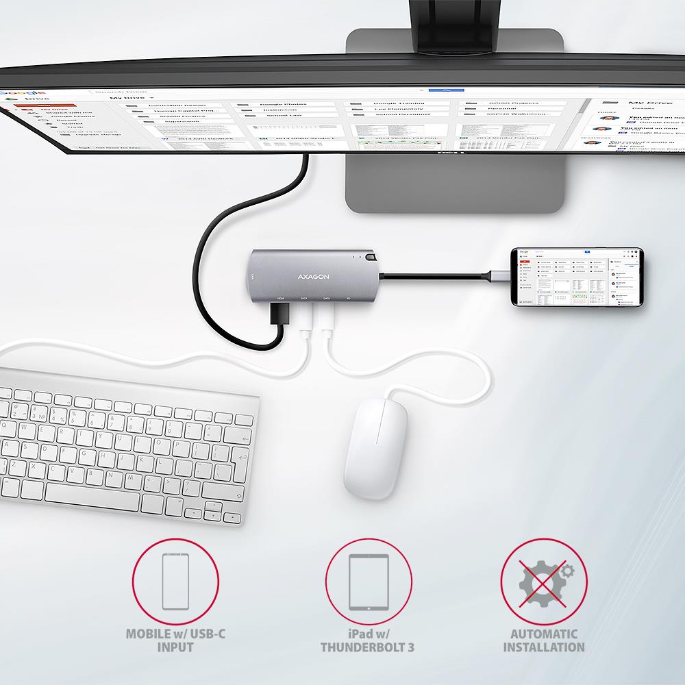 I/O HUB USB-C 6IN1 SATA M.2/0.18M HMC-6M2 AXAGON