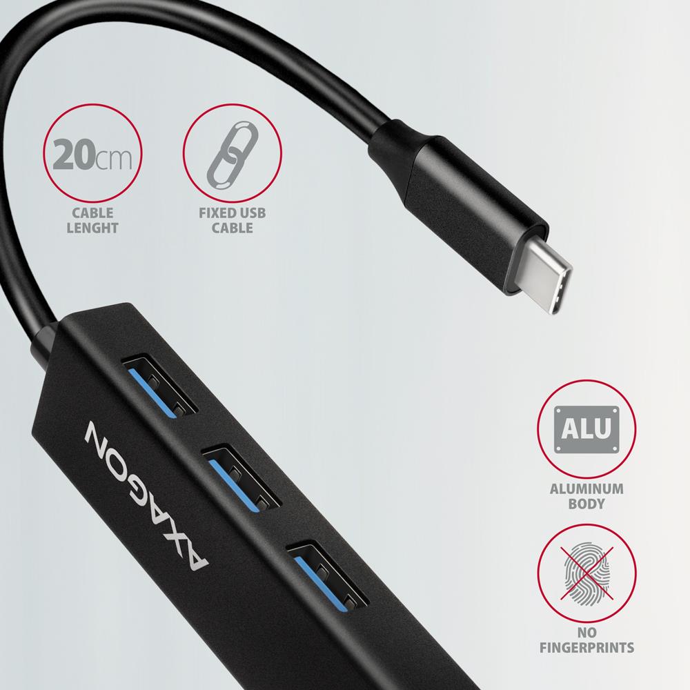 I/O HUB USB-C 4PORT GLAN/0.2M HMC-GL3A AXAGON
