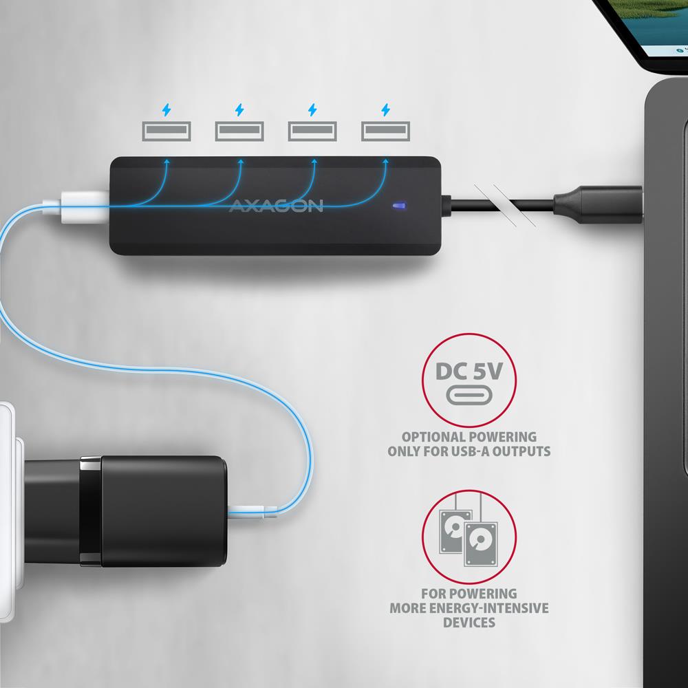 I/O HUB USB-C TRAVEL/0.19M HUE-C1C AXAGON
