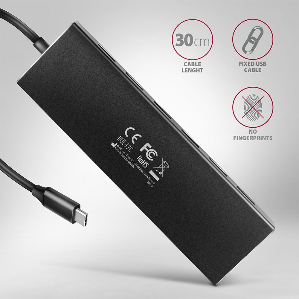 I/O HUB USB-C 7PORT FLAT/0.3M HUE-F7C AXAGON