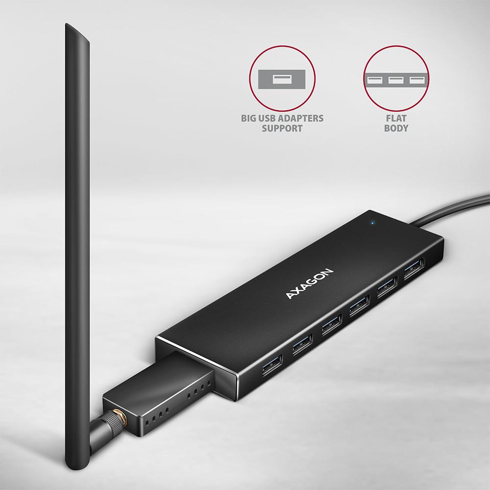 I/O HUB USB3.2 7PORT FLAT/1M HUE-F7A AXAGON