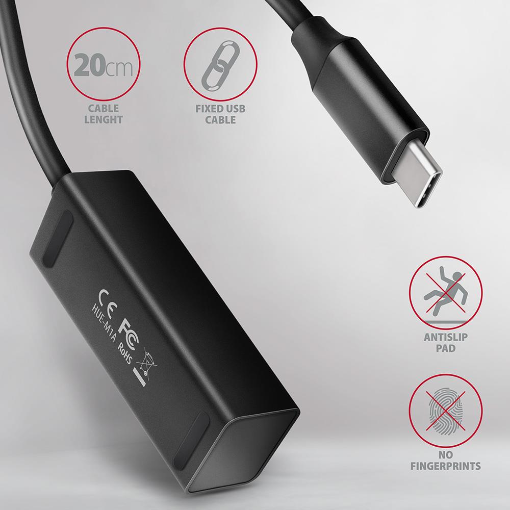 I/O HUB USB-C 4PORT MINI/0.2M HUE-M1C AXAGON