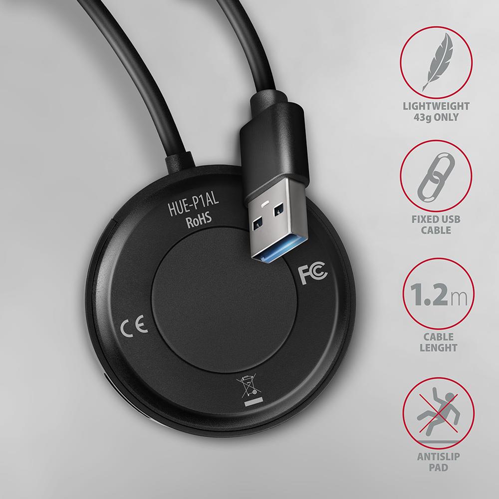 I/O HUB USB3.2 4PORT ROUND/1.2M HUE-P1AL AXAGON