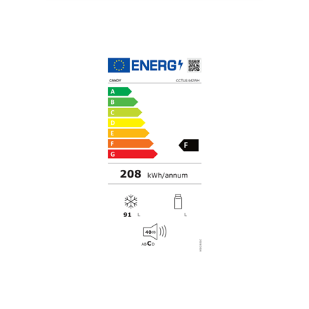 Candy Freezer CCTUS 542WH Energy efficiency class F