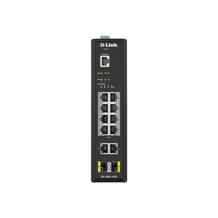 D-LINK DIS-200G-12PS L2 Managed Industrial Switch with 10 10/100/1000Base-T and 2 1000Base-X SFP por