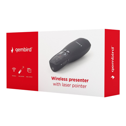 Gembird Wireless presenter with laser pointer WP-L-02 Weight 84 g Black Width 38 mm Height 105 mm Ye