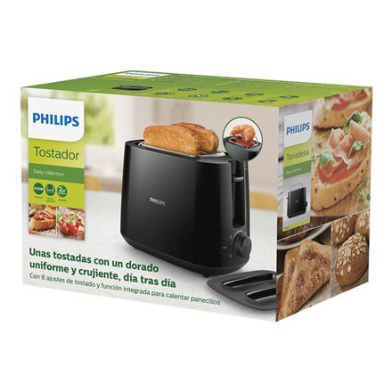 Philips Daily collection toaster HD2582/90 Power 900 W Number of slots 2 Housing material Plastic Bl