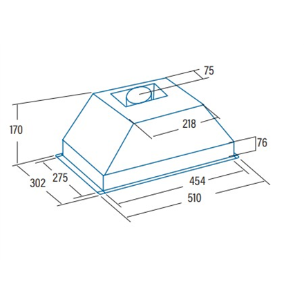 CATA Hood G-45 X Canopy Energy efficiency class E Width 51 cm 390 m³/h Slider control LED Inox