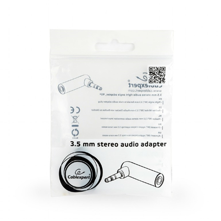 Cablexpert 3.5 mm Stereo Audio Right Angle Adapter A-3.5M-3.5FL