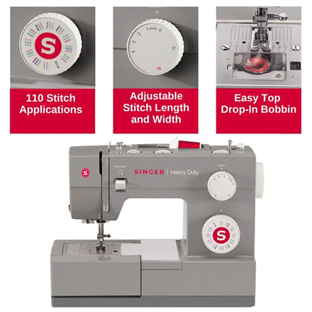 Singer Sewing Machine 4432 Heavy Duty Number of stitches 110 Number of buttonholes 1 Grey