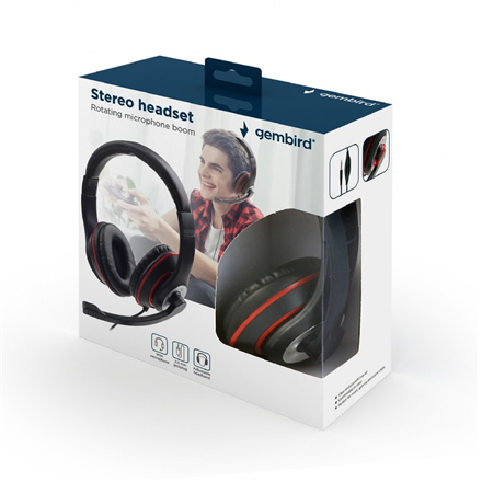 Gembird Stereo headset MHS-03-BKRD Built-in microphone