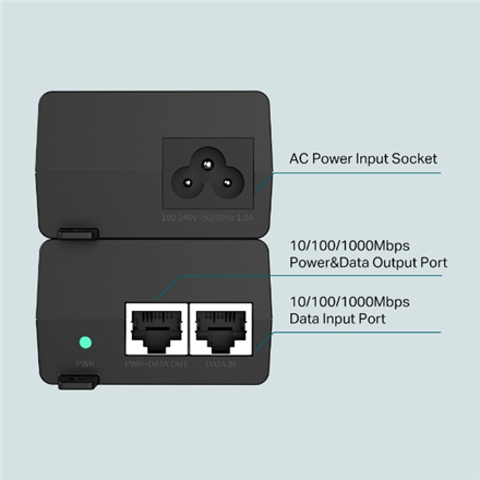 TP-LINK PoE+ Injector Adapter 	TL-POE160S Ethernet LAN (RJ-45) ports 1x10/100/1000Mbps RJ45 data-in port