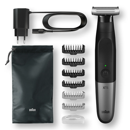 Braun Beard trimmer XT5200  Black/Silver Cordless or corded Wet & Dry