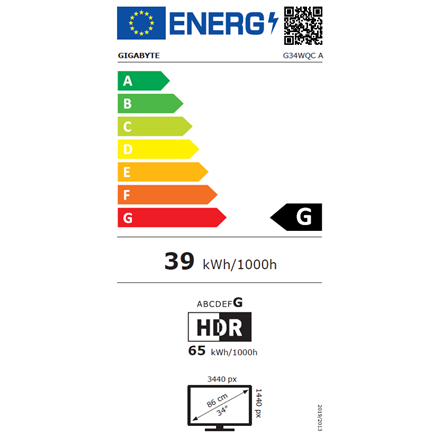 Gigabyte Gaming Monitor G34WQC A 34 "